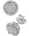 Macy's Diamond Halo Cluster Stud Earrings (1 Ct. T.w.) In 14k White Gold In White Gold