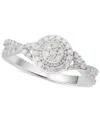 Macy's Diamond Halo Cluster Twist Ring (1/3 Ct. T.w.) In Sterling Silver In Metallic
