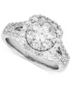 Macy's Diamond Halo Cushion Shape Cluster Engagement Ring (1-1/2 Ct. T.w.) In 14k White Gold In White Gold