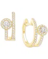Macy's Diamond Halo Double Row Hoop Earrings (1/4 Ct. T.w.) In 10k Two-tone Gold In Two-tone Gold