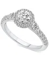 Macy's Diamond Halo Engagement Ring (1 Ct. T.w.) In 14k White Gold In White Gold