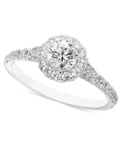 Macy's Diamond Halo Engagement Ring (1 Ct. T.w.) In 14k White Gold Or 14k Yellow Gold In Silver
