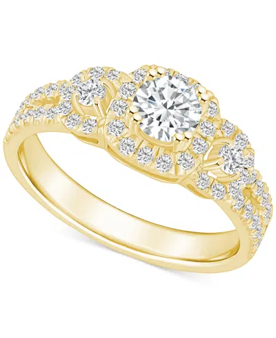 Macy's Diamond Halo Engagement Ring (1 Ct. T.w.) In 14k White, Yellow Or Rose Gold In Yellow Gold