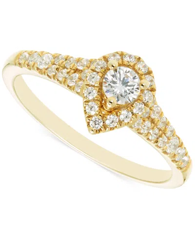 Macy's Diamond Halo Engagement Ring (1/2 Ct. T.w.) In 14k Gold In Yellow Gold