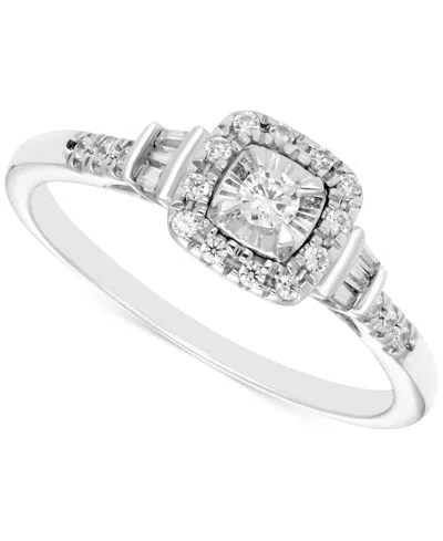 Macy's Diamond Halo Engagement Ring (1/4 Ct. T.w.) In 14k White Gold
