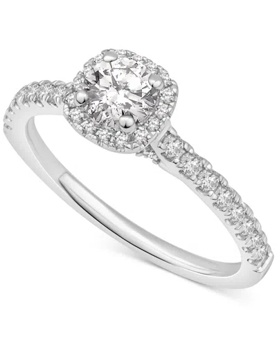 Macy's Diamond Halo Engagement Ring (3/4 Ct. T.w.) In 14k White Gold