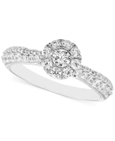 Macy's Diamond Halo Engagement Ring (3/4 Ct. T.w.)i N 14k White Gold In Metallic