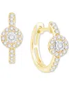 Macy's Diamond Halo Hoop Earrings (1/4 Ct. T.w.) In 10k Two-tone Gold In Two-tone Gold