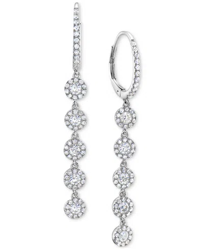 Macy's Diamond Halo Linear Drop Earrings (1-1/2 Ct. T.w.) In White Gold