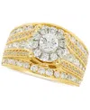 Macy's Diamond Halo Multirow Engagement Ring (2 Ct. T.w.) In 14k Two-tone Gold In Gold