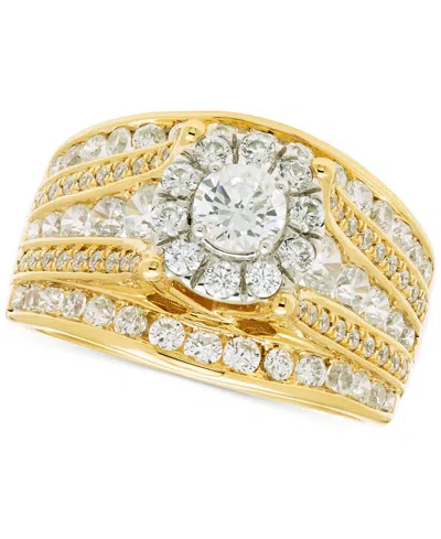 Macy's Diamond Halo Multirow Engagement Ring (2 Ct. T.w.) In 14k Two-tone Gold