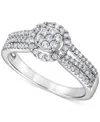 Macy's Diamond Halo Multirow Ring (1/2 Ct. T.w.) In 10k White Gold In White Gold