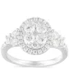 Macy's Diamond Halo Oval Cluster Engagement Ring (1-1/2 Ct. T.w.) In 14k White Gold In White Gold