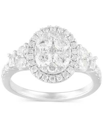 Macy's Diamond Halo Oval Cluster Engagement Ring (1-1/2 Ct. T.w.) In 14k White Gold