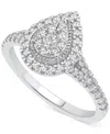 Macy's Diamond Halo Pear Shaped Cluster Engagement Ring (1/2 Ct. T.w.) In 14k White Gold In White Gold