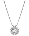 Macy's Diamond Halo Pendant Necklace (1/2 Ct. T.w.) In 14k White Gold In White Gold