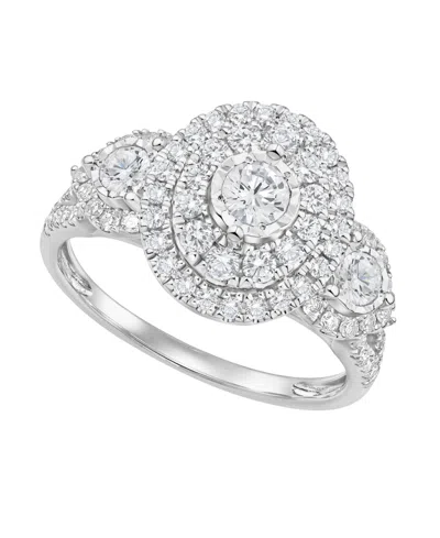 Macy's Diamond Halo Ring (1 Ct. T.w.) In 10k White Gold In Silver