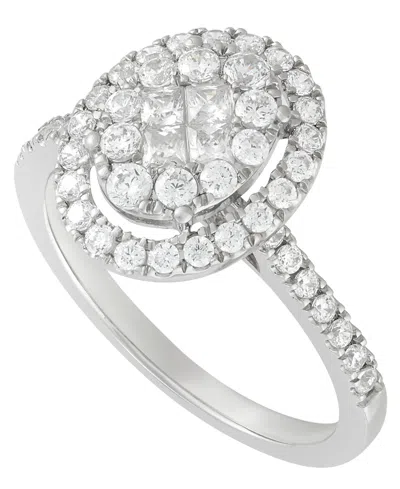 Macy's Diamond Halo Ring (1 Ct. T.w.) In 10k White Gold In Silver