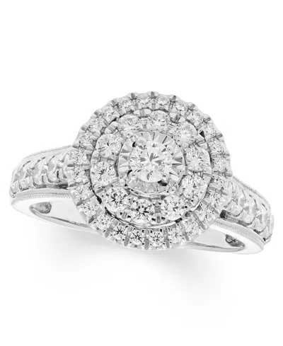 Macy's Diamond Halo Ring (1 Ct. T.w.) In 14k White Gold In Silver