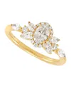 Macy's Diamond Halo Ring (1 Ct. T.w.) In 14k Yellow Gold In Gold