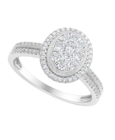 Macy's Diamond Halo Ring (1/2 Ct. T.w.) In 10k White Gold In Silver