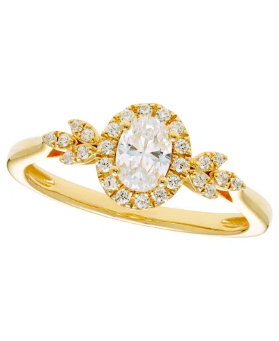 Macy's Diamond Halo Ring (1/2 Ct. T.w.) In 14k Yellow Gold
