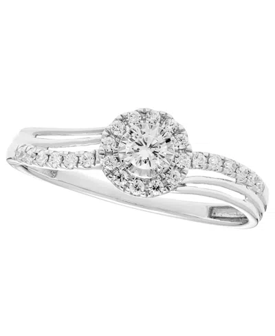 Macy's Diamond Halo Ring (1/4 Ct. T.w.) In 14k White Gold In Silver