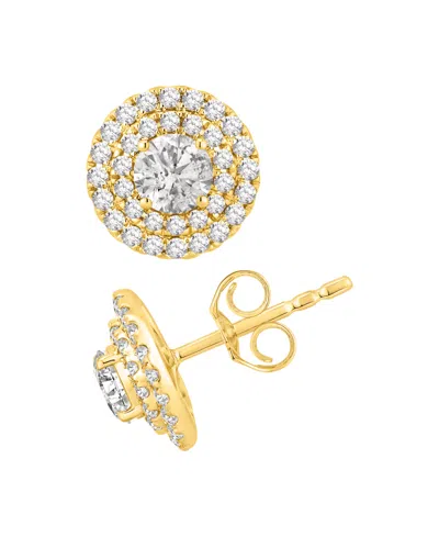 Macy's Diamond Halo Stud Earrings (1-1/3 Ct. T.w.) In 14k Yellow Gold