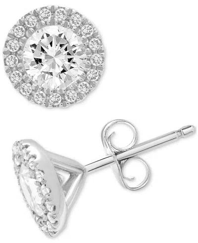 Macy's Diamond Halo Stud Earrings (1 Ct. T.w.) In 14k White Gold