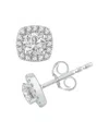 Macy's Diamond Halo Stud Earrings (1 Ct. T.w.) In 14k White Gold In Metallic
