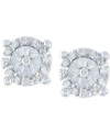Macy's Diamond Halo Stud Earrings (1/10 Ct. T.w.) In Sterling Silver In Silver