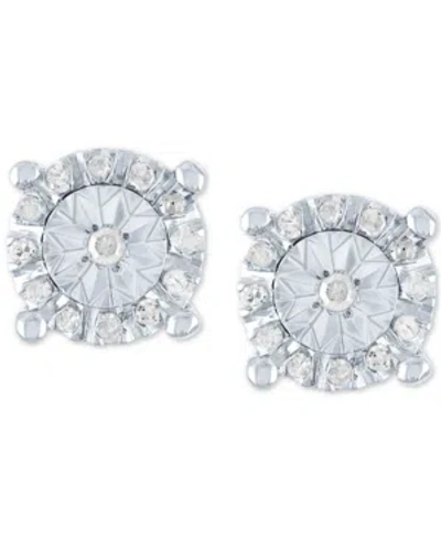 Macy's Diamond Halo Stud Earrings (1/10 Ct. T.w.) In Sterling Silver