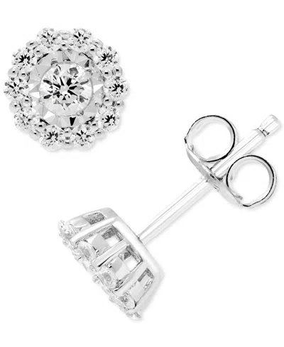 Macy's Diamond Halo Stud Earrings (1/2 Ct. T.w.) In 14k White Gold