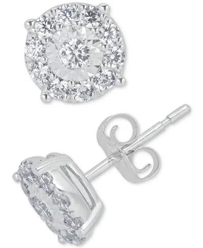 Macy's Diamond Halo Stud Earrings (1/2 Ct. T.w.) In 14k White Gold
