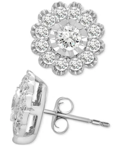 Macy's Diamond Halo Stud Earrings (1/2 Ct. T.w.) In 14k White Gold, Created For