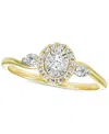 Macy's Diamond Halo Swirl Engagement Ring (1/4 Ct. T.w.) In 14k Two-tone Gold In Yellow Gold