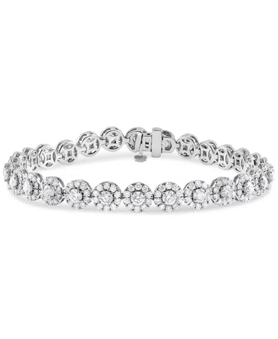 Macy's Diamond Halo Tennis Bracelet (7 Ct. T.w.) In 14k White Gold