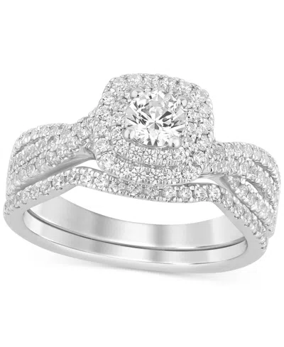 Macy's Diamond Halo Twist Bridal Set (7/8 Ct. T.w.) In 14k White Gold