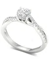 Macy's Diamond Halo Twist Engagement Ring (1 Ct. T.w.) In 14k White Gold In Metallic