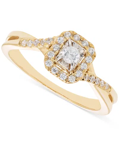 Macy's Diamond Halo Twist Engagement Ring (1/4 Ct. T.w.) In 14k Gold In Yellow Gold