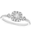 Macy's Diamond Halo Vintage Inspired Engagement Ring (1/4 Ct. T.w.) In 14k White Gold In Metallic