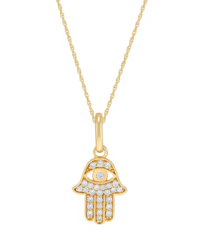Macy's Diamond Hamsa Hand Pendant Necklace (1/10 Ct. T.w.) In 14k Yellow Gold Plated Over Sterling Silver