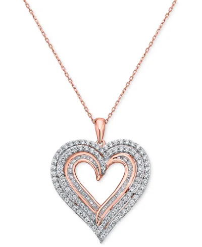 Macy's Diamond Heart 18" Pendant Necklace (1 Ct. T.w.) In 10k Rose Gold