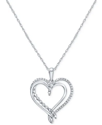 Macy's Diamond Heart 18" Pendant Necklace (1/10 Ct. T.w.) In 10k White Gold