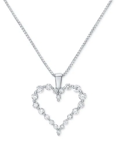 Macy's Diamond Heart 18" Pendant Necklace (1/2 Ct. T.w.) In 14k White Gold