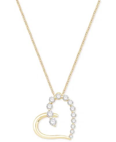 Macy's Diamond Heart 18" Pendant Necklace (1/2 Ct. T.w.) In 14k Yellow Gold
