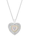 Macy's Diamond Heart 18" Pendant Necklace (1/4 Ct. T.w.) In Sterling Silver And 14k Gold-plate, Created For In Sterling Silver  Gold-plate