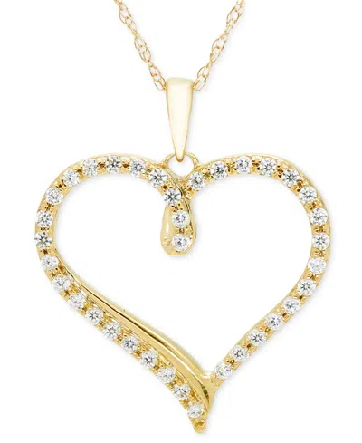 Macy's Diamond Heart 18" Pendant Necklace (1/4 Ct. T.w.) In Yellow Gold