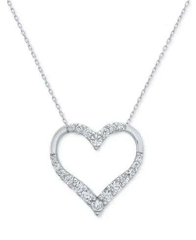 Macy's Diamond Heart 18" Pendant Necklace (3/4 Ct. T.w.) In 10k White Gold