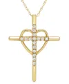 Macy's Diamond Heart & Cross 18" Pendant Necklace (1/6 Ct. T.w.) In 10k Gold In Yellow Gol